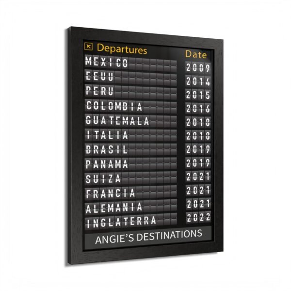 Framed Personalized Travel Departures Board Poster