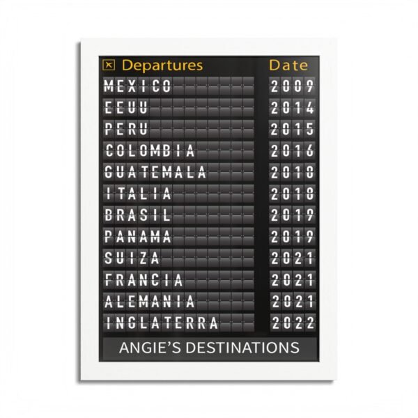 Framed Personalized Travel Departures Board Poster